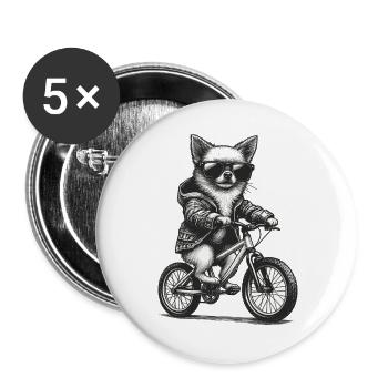 Bicycle Chihuahua Sunglasses Bike Gift - Buttons large 2.2''/56 mm (5-pack) - white - Front