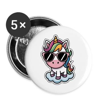 Unicorn Sticker Style - Buttons groß 56 mm (5er Pack) - Weiß - Vorne