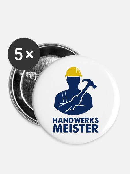 handwerker meister - Buttons groß 56 mm (5er Pack) - Weiß