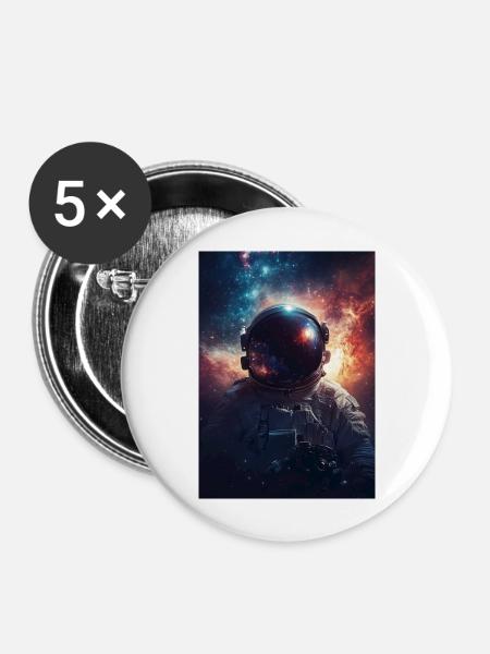 Astronaut 7 - Buttons groß 56 mm (5er Pack) - Weiß