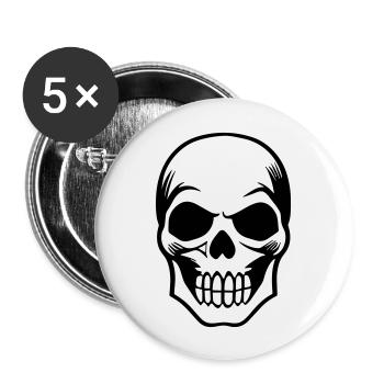 Tête de mort - Lot de 5 grands badges (56 mm) - blanc - Devant