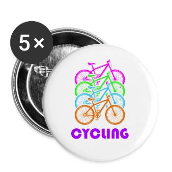 Cycling is a colourful joie de vivre - Buttons large 2.2''/56 mm (5-pack) - white - Front