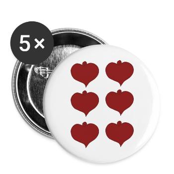 Heart pendant sixfold - Buttons large 2.2''/56 mm (5-pack) - white - Front