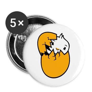 Oiseau canard éclosion oeuf Pâques oeuf de Pâques bébé enfant - Lot de 5 grands badges (56 mm) - blanc - Devant