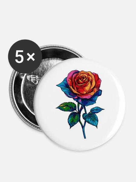 Rose - Buttons groß 56 mm (5er Pack) - Weiß