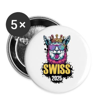 Switzerland 2025 Alpaca Party Holiday Swiss - Buttons large 2.2''/56 mm (5-pack) - white - Front
