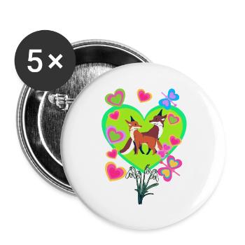 Retro Fox Foxes Vintage 80s 90s Vixen - Buttons large 2.2''/56 mm (5-pack) - white - Front