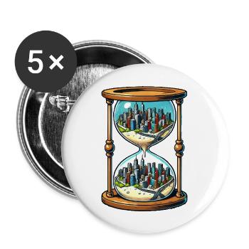 Hourglass City - Buttons large 2.2''/56 mm (5-pack) - white - Front