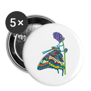 Butterfly and nature - Buttons large 2.2''/56 mm (5-pack) - white - Front
