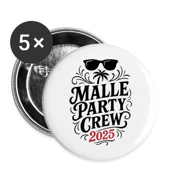 Malle Party Crew 2025 - Buttons large 2.2''/56 mm (5-pack) - white - Front