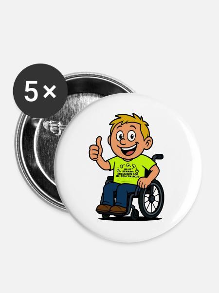 Starr weiter und ich mache einen Rollstuhltrick # - Buttons groß 56 mm (5er Pack) - Weiß
