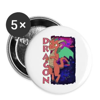 Dragon mignon - Lot de 5 grands badges (56 mm) - blanc - Devant