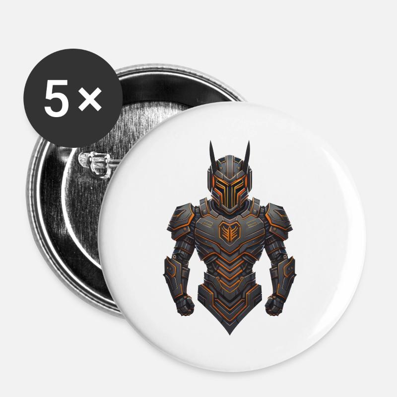 Tech Warrior Character - Buttons large 2.2''/56 mm (5-pack) - white