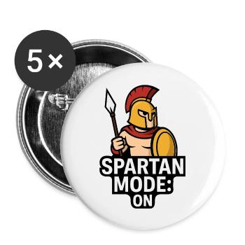 SPARTAN MODE: ON | Lustiges Spartaner-Design - Buttons groß 56 mm (5er Pack) - Weiß - Vorne