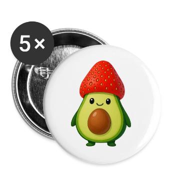 Drôle d’avocat fraise chapeau Fruity Fun - Lot de 5 grands badges (56 mm) - blanc - Devant