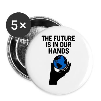 The Future is in our hands - Buttons large 2.2''/56 mm (5-pack) - white - Front