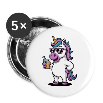 Unicorn Funny Party with Unicorn Unisex Cartoon - Buttons large 2.2''/56 mm (5-pack) - white - Front
