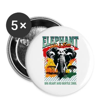 Elephant Africa Safari Nature Wilderness Watercolor Art - Buttons large 2.2''/56 mm (5-pack) - white - Front
