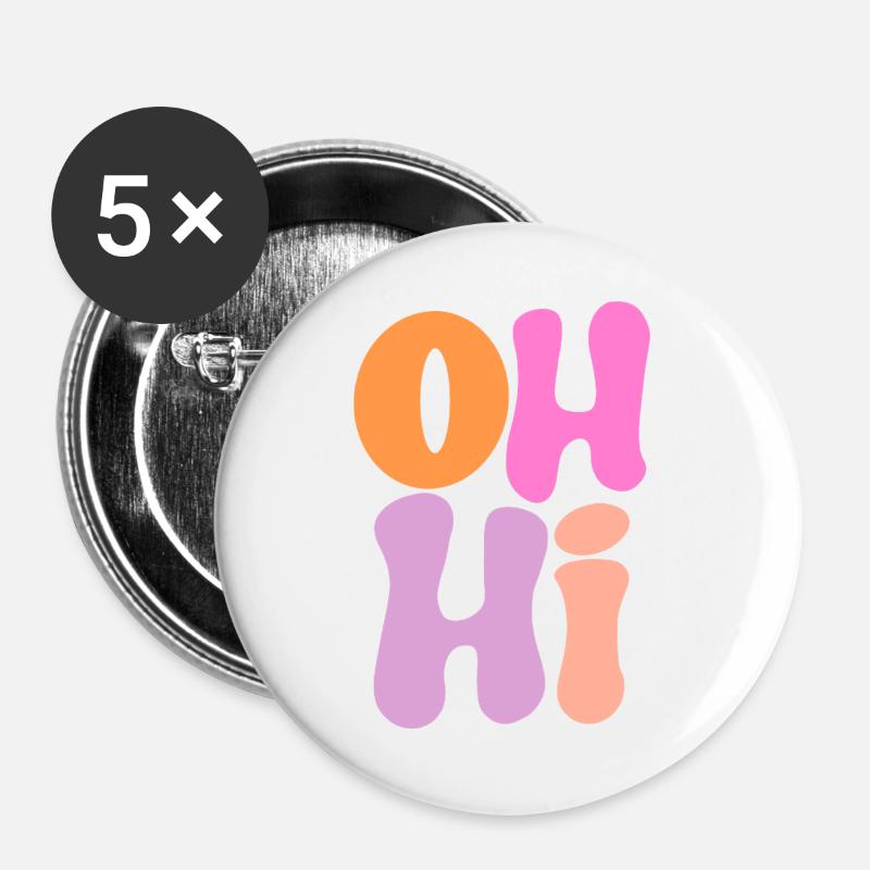 Playful letter design in pastel colours - Buttons large 2.2''/56 mm (5-pack) - white