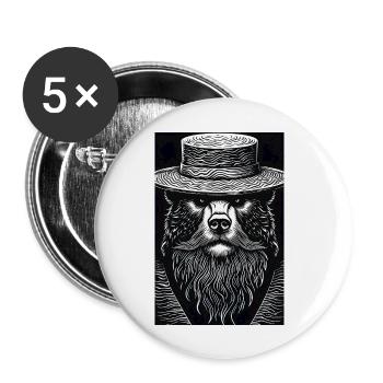 The Silent Grizzly - Buttons large 2.2''/56 mm (5-pack) - white - Front