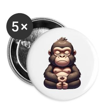 Süßer Gorilla Yoga Meditation Innere Ruhe Cartoon - Buttons groß 56 mm (5er Pack) - Weiß - Vorne