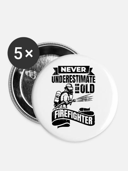 Feuerwehrmann Großvater - Buttons groß 56 mm (5er Pack) - Weiß
