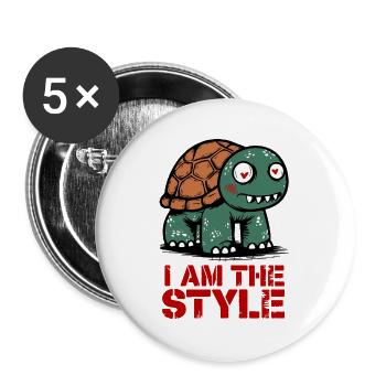Turtle I am the Style - Buttons large 2.2''/56 mm (5-pack) - white - Front
