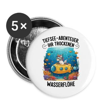 Licorne Aventure en haute mer - Lot de 5 grands badges (56 mm) - blanc - Devant