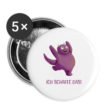 Ich schaffe das! | Motivation Spruch Positiv - Buttons groß 56 mm (5er Pack) - Weiß - Vorne