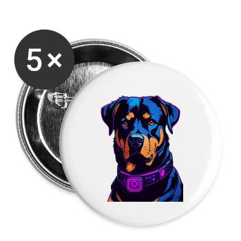 Neon Rottweiler Digital Art - Buttons large 2.2''/56 mm (5-pack) - white - Front