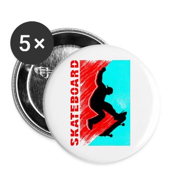 Skateboard Geschenke Skateboardfahrer Outfits - Buttons groß 56 mm (5er Pack) - Weiß - Vorne