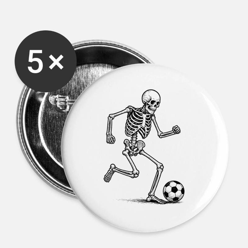 Skeleton Soccer Player - Buttons large 2.2''/56 mm (5-pack) - white