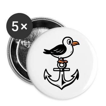 Seagull Anchor Comic - Buttons large 2.2''/56 mm (5-pack) - white - Front