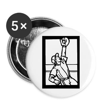Baseball Hardball Softball Strike Hit Pitch - Buttons groß 56 mm (5er Pack) - Weiß - Vorne