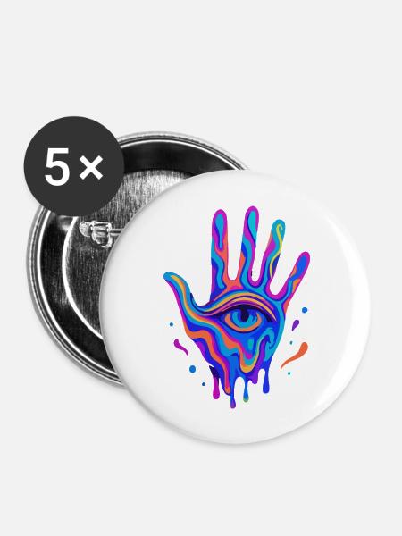 Mystik Hand - Buttons groß 56 mm (5er Pack) - Weiß