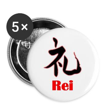 Bushidō Wert: Rei – Ehrfurcht im Stil - Buttons groß 56 mm (5er Pack) - Weiß - Vorne
