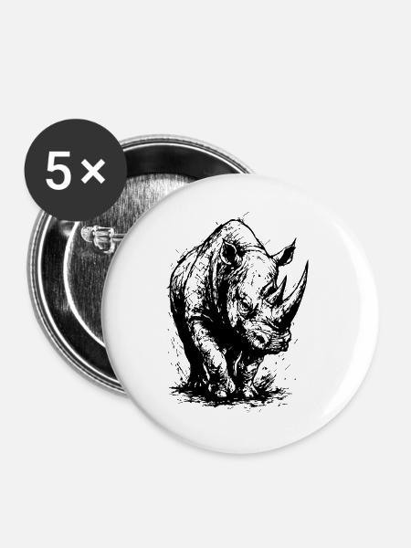 Nashorn: Wildherz - Buttons groß 56 mm (5er Pack) - Weiß