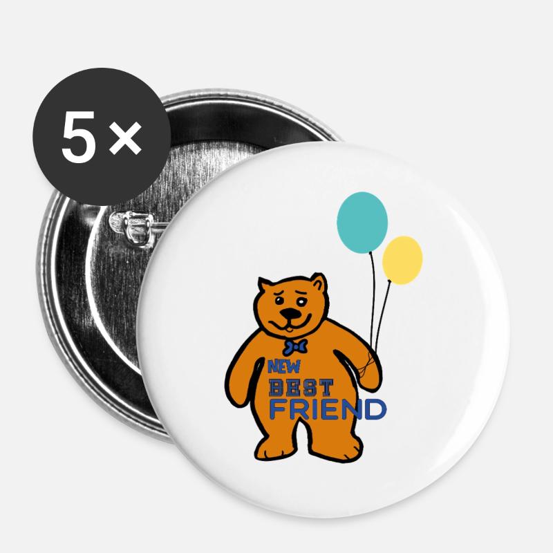 Bear with balloons - Buttons large 2.2''/56 mm (5-pack) - white
