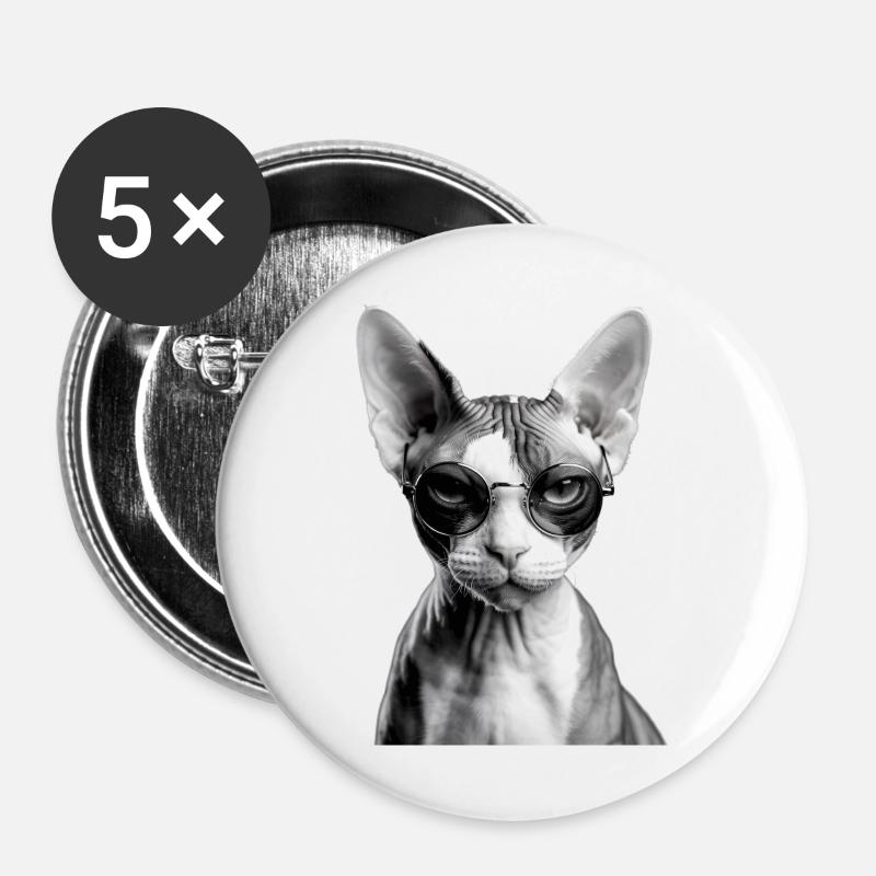 Unimpressed Sphynx - Buttons large 2.2''/56 mm (5-pack) - white