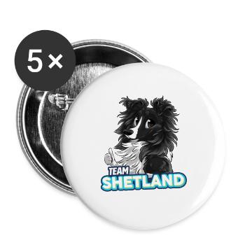 TEAM Shetland - Black Two-Tone - Buttons large 2.2''/56 mm (5-pack) - white - Front