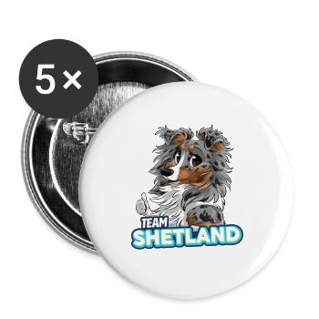 TEAM Shetland - Blue Merle Tricolor - Buttons large 2.2''/56 mm (5-pack) - white - Front