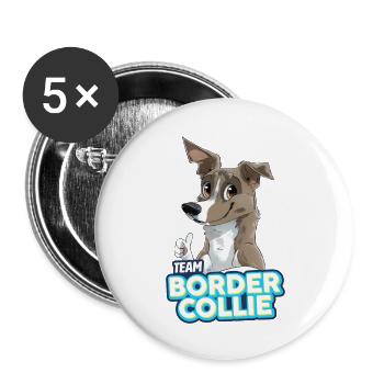 TEAM Border Collie Kurzhaar - Flieder - Buttons groß 56 mm (5er Pack) - Weiß - Vorne