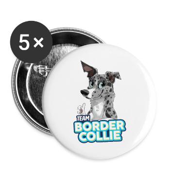 TEAM Border Collie Shorthair - Blue Merle - Buttons large 2.2''/56 mm (5-pack) - white - Front