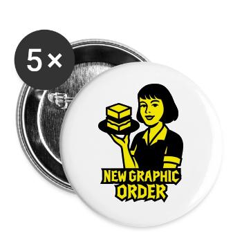 New Graphic Order #1 - Buttons groß 56 mm (5er Pack) - Weiß - Vorne