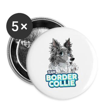 TEAM Border Collie Long Hair - Blue Merle - Buttons large 2.2''/56 mm (5-pack) - white - Front