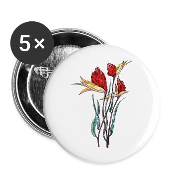 Blumen - Buttons groß 56 mm (5er Pack) - Weiß - Vorne