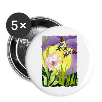 Papillon - Lot de 5 grands badges (56 mm) - blanc - Devant