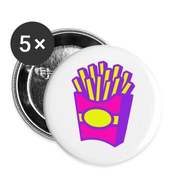 Pommes Pop-Art - Buttons groß 56 mm (5er Pack) - Weiß - Vorne