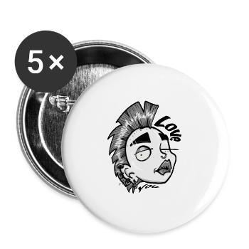 Love you - Buttons large 2.2''/56 mm (5-pack) - white - Front