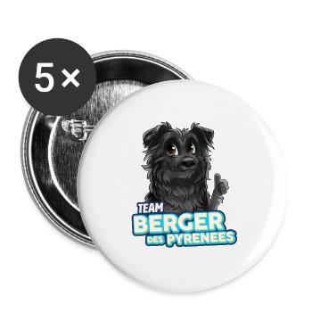 TEAM Pyrenean Shepherd Dog - Black - Buttons large 2.2''/56 mm (5-pack) - white - Front